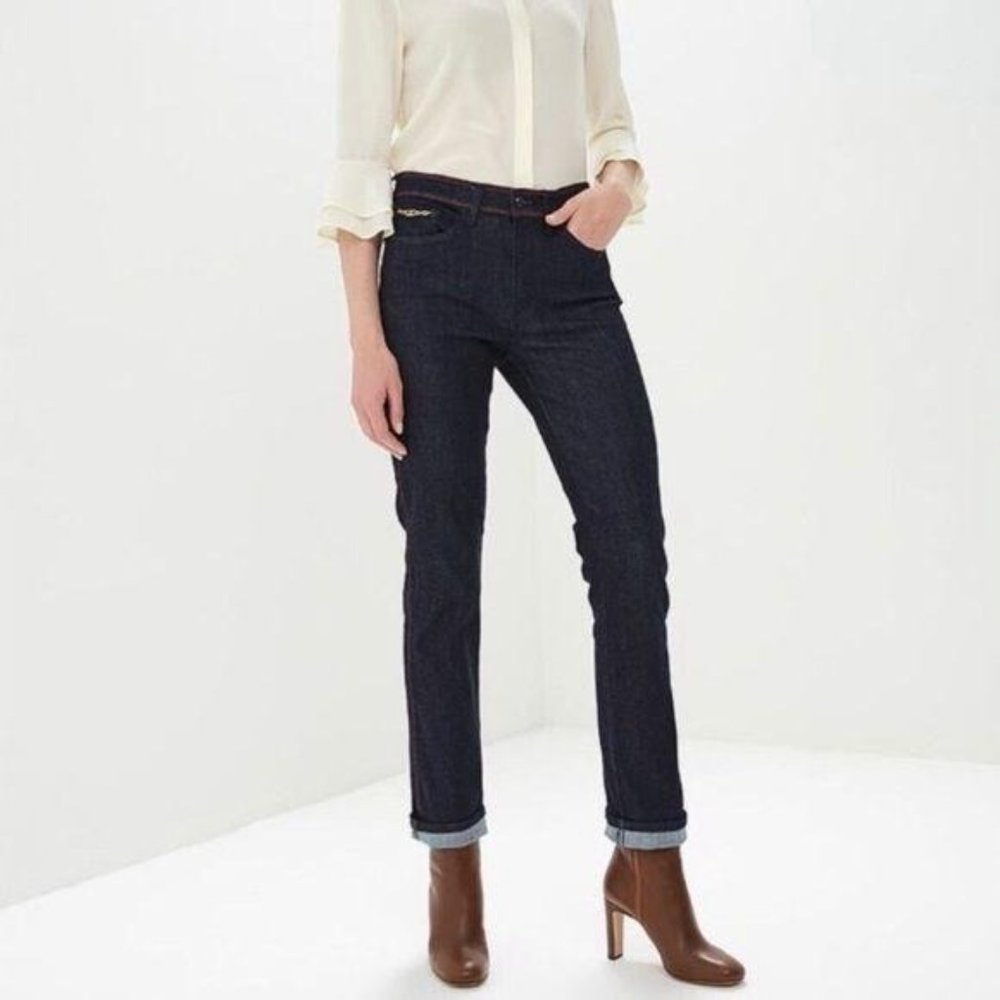 New, without Tags, Tory Burch Laila Runway Logo Straight DarkJeans 29 Never worn